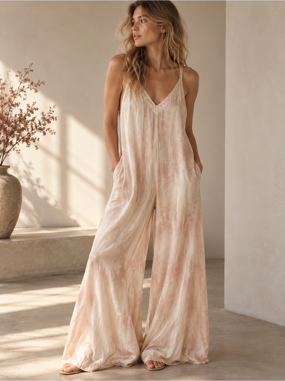 Silk Wide Leg Playsuit Hand Dyed | Free Size